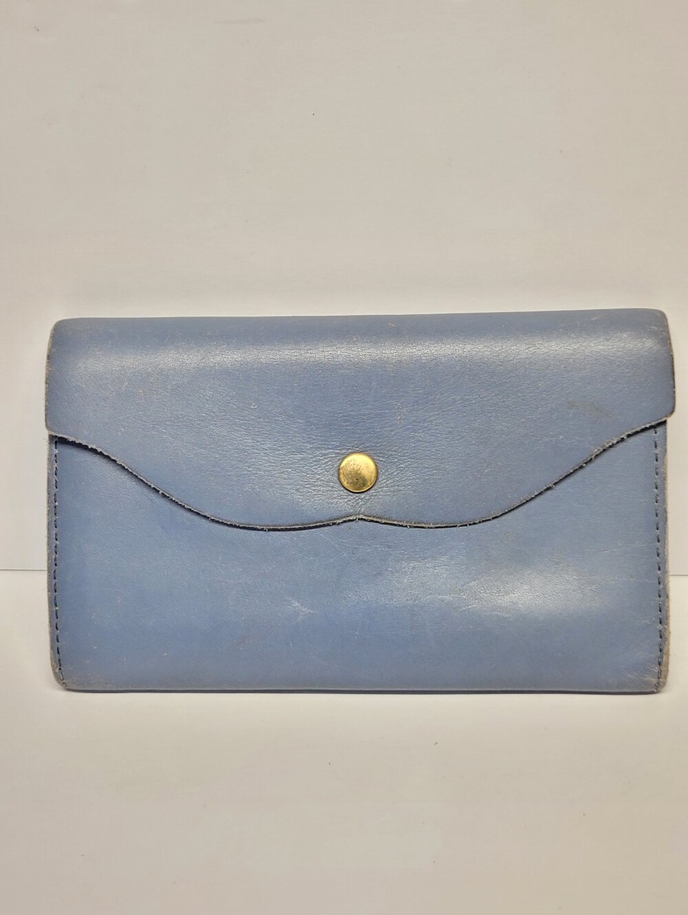 Light Blue Leather Snap Wallet Clutch